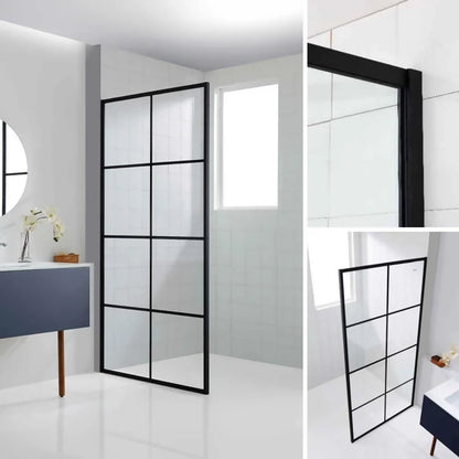 Dreamwerks 40 in. W X 79 in. H Shower Screen in Black with Clear Glass