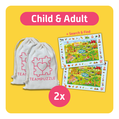 TEAMPUZZLE FOR FAMILIES: On the Farm – 194-Piece Child & Adult Jigsaw Puzzle – Large & Small Puzzle Pieces – Ages 4+