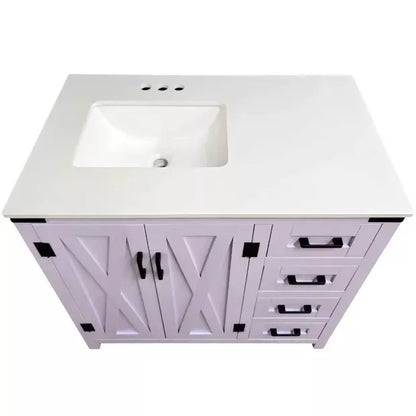Salerno 36" W x 21.5" D x 33.5" H White Lilac Vanity with Cultured Marble Vanity Top and Mirror