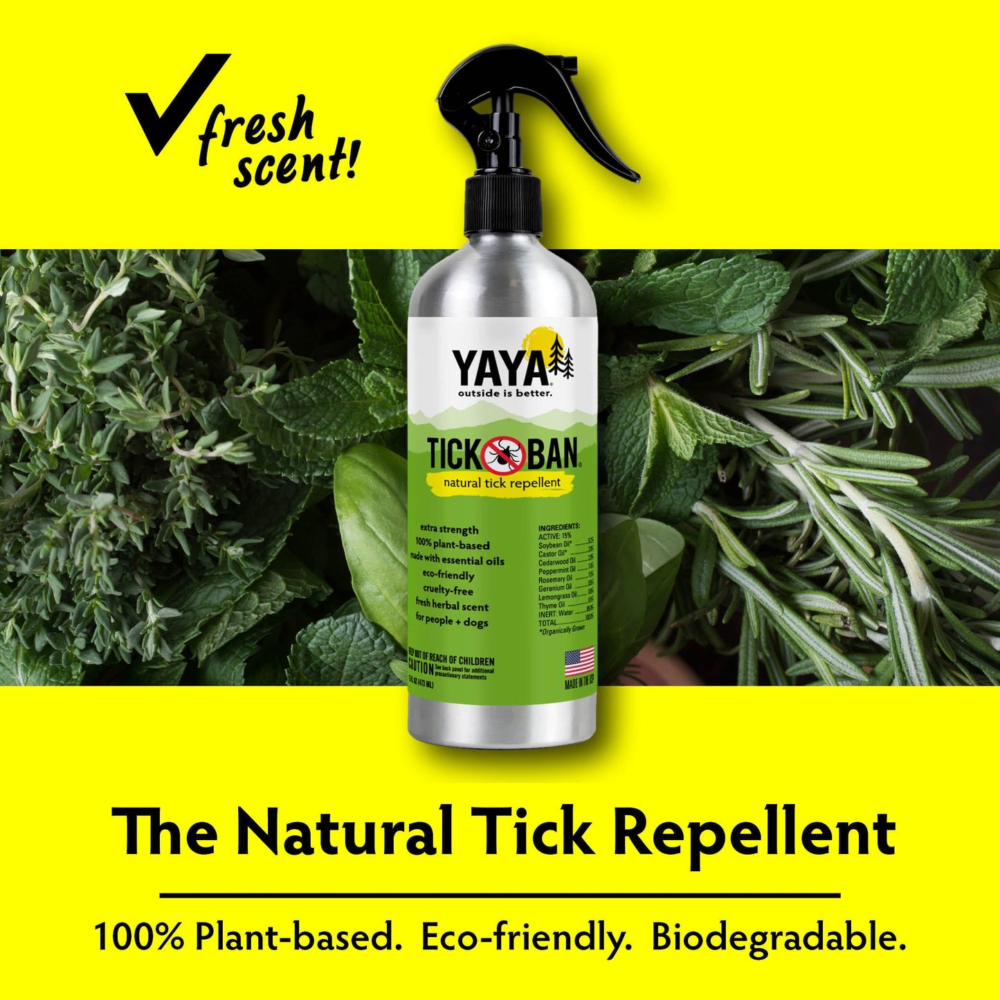 Natural Tick Ban Repellent Spray 4 oz and 16 oz