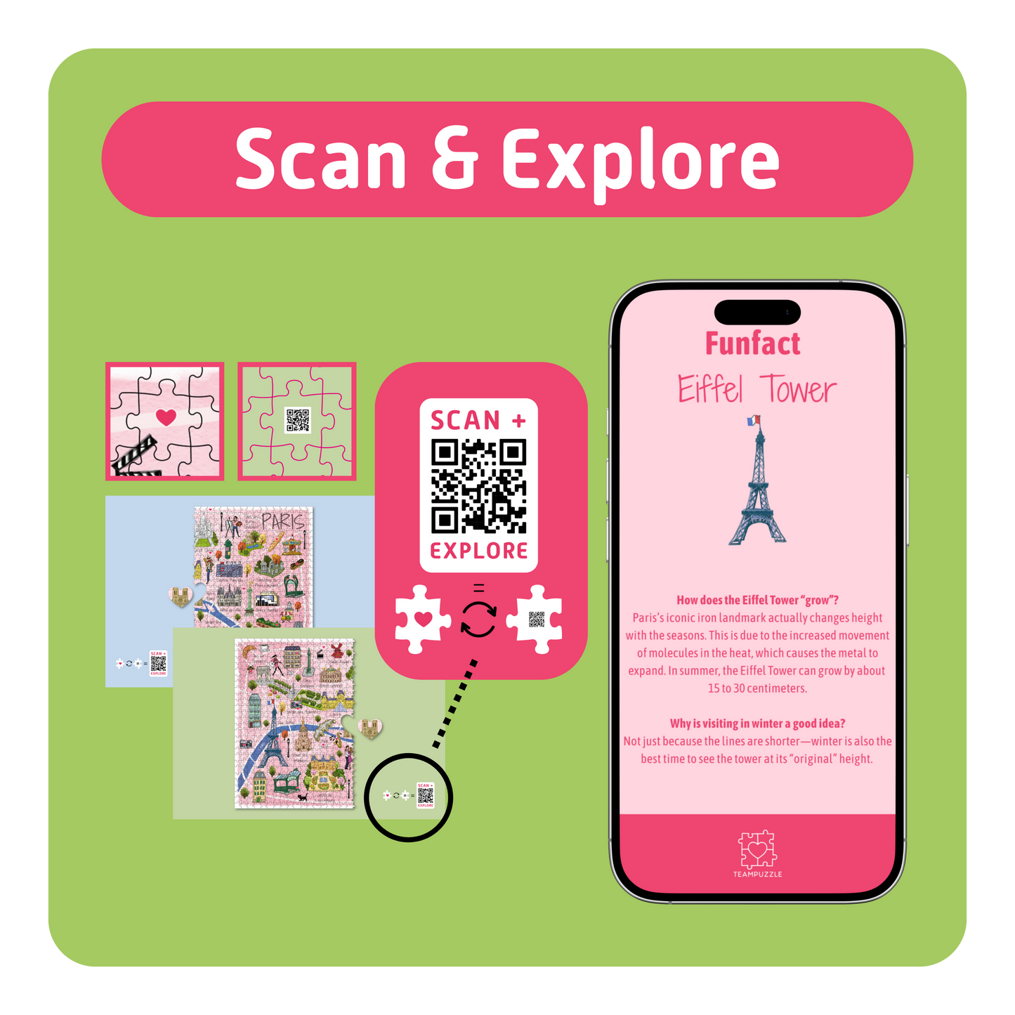 TEAMPUZZLE FOR TWO: Paris – 1,000-Piece Couple's Jigsaw Puzzle – Includes Scan & Explore – Ages 12+