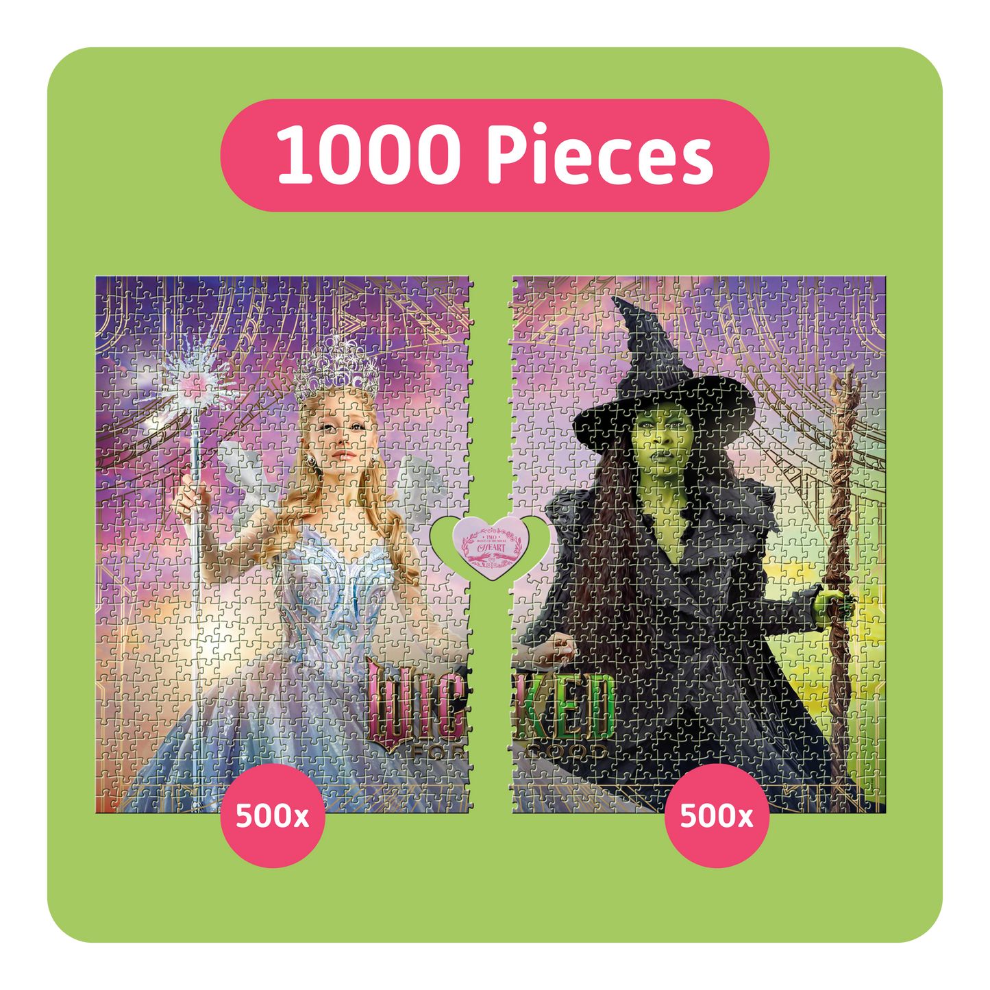 TEAMPUZZLE FOR TWO: Wicked: For Good – 1,000-Piece Couple's Jigsaw Puzzle – Includes Scan & Explore – Ages 12+