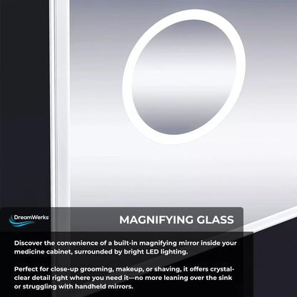 Dhalia LED Bathroom Medicine Cabinet with Defogger and Internal 3X Makeup Mirror - Available in 6 Sizes