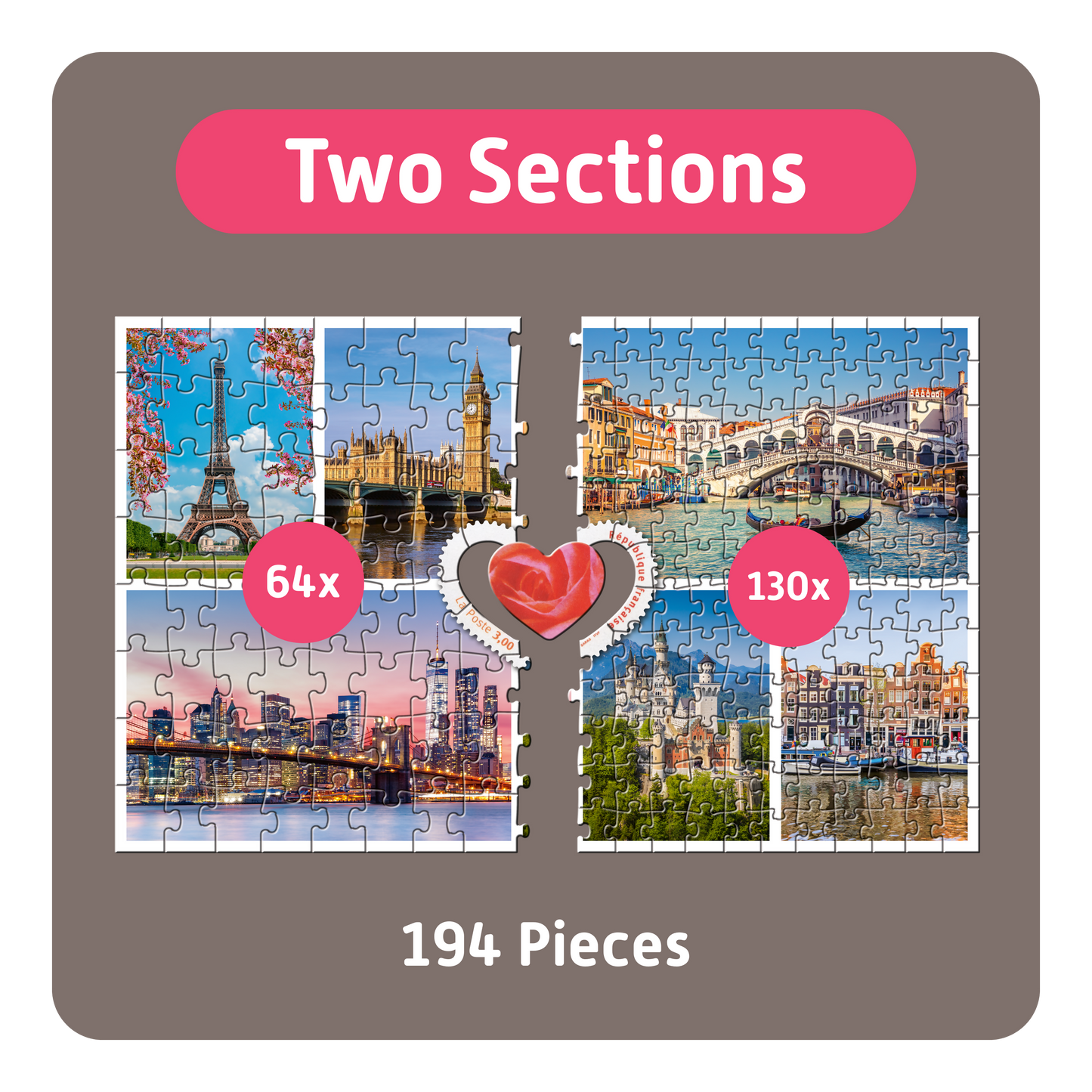 TEAMPUZZLE FOR SENIORS: Cities – 194-Piece Senior Jigsaw Puzzle – Large & Small Puzzle Pieces – Ages 12–99