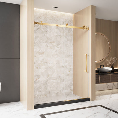 Frameless Single Sliding Shower Door With Handle And Square Tube Track