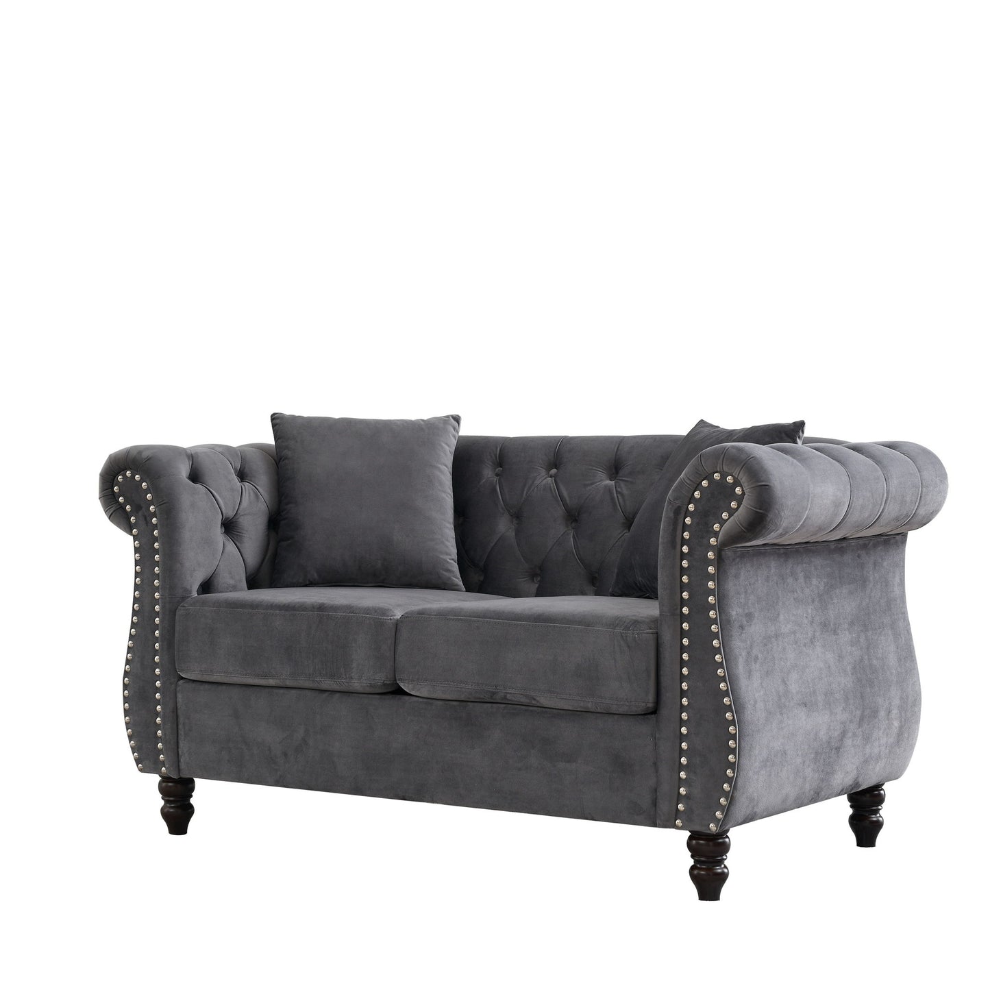 Chesterfield Sofa With Rolled Arms And Nailhead Trim
