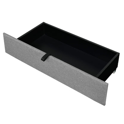 Upholstered Platform Bed With Storage Headboard, Trundle & 2 Drawers And A Set Of Sockets & USB Ports