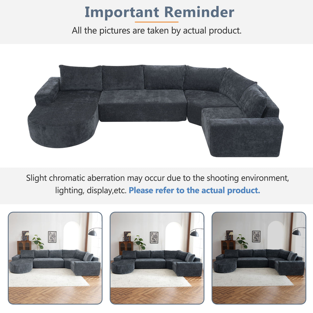 U-Shaped Oversized Modular Cloud Sectional Sofa With Deep Seat For Living Room