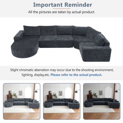 U-Shaped Oversized Modular Cloud Sectional Sofa With Deep Seat For Living Room