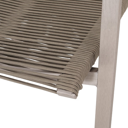 Outdoor Modern Aluminum Dining Chair Set With Rope Sea (Set of 2)