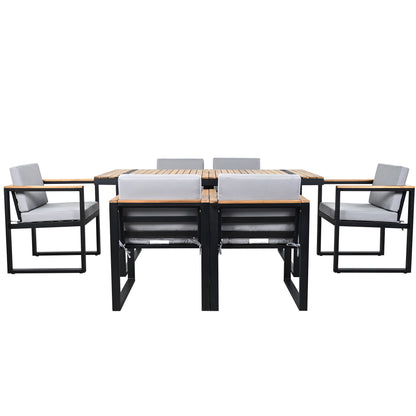 7 Pieces Outdoor Dining Set Patio Dining Table And Chair Set With And Removable Cushions For Patio