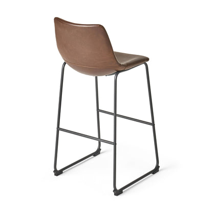 Barstool With Upholstery And Foot Rail - Vintage Brown