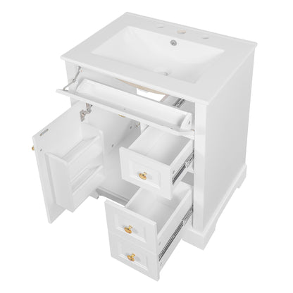 Modern Bathroom Vanity With Sink, 3 Drawers & Cabinet With 2 Tier Door Storage