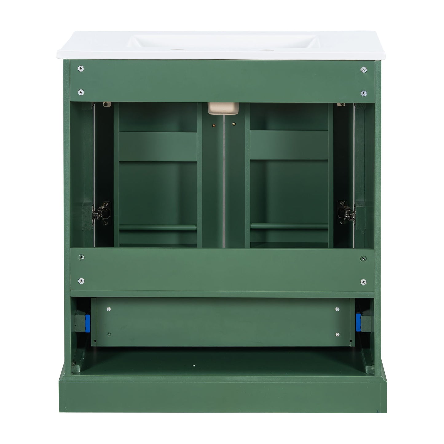Bathroom Vanity With Sink, 1 Divided Drawer And 2 Soft Close Doors With Double Shelf