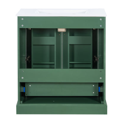Bathroom Vanity With Sink, 1 Divided Drawer And 2 Soft Close Doors With Double Shelf