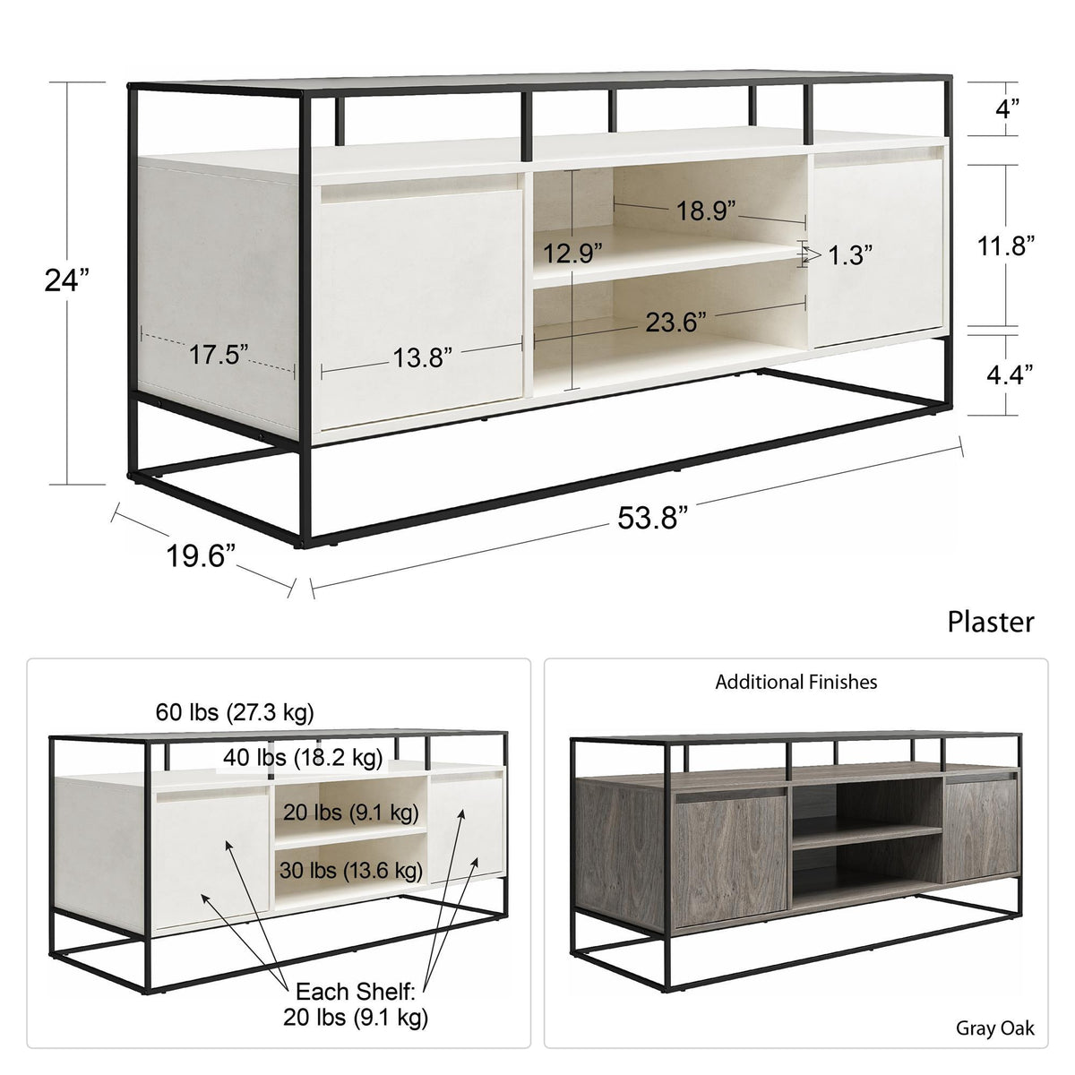 Camley - Media Console TV Stand - White
