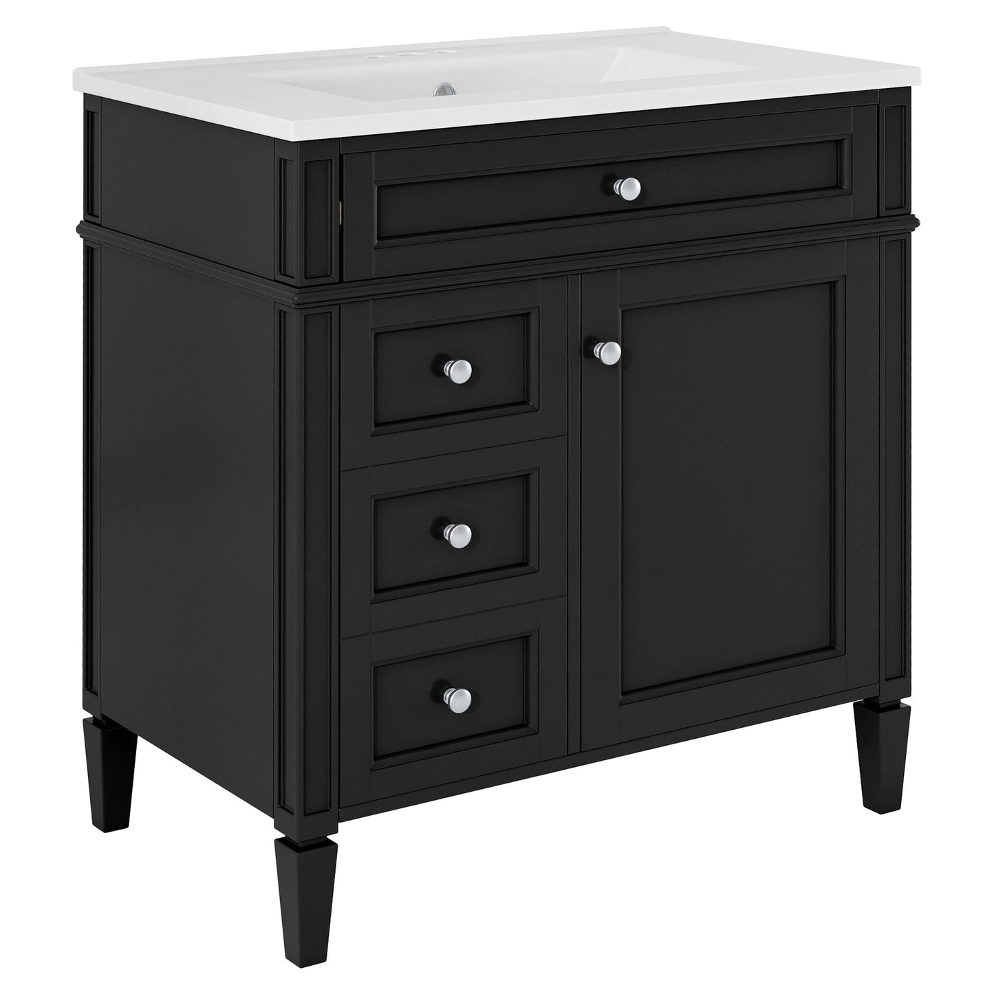 Bathroom Vanity With Top Sink, Storage Cabinet With 2 Drawers, Tip Out Drawer