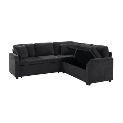 Modern L Shaped Sectional Sofa Bed With Hidden Storage Upholstery