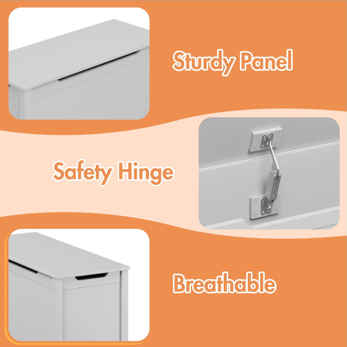Toy Box Storage With Safety Hinged Lid