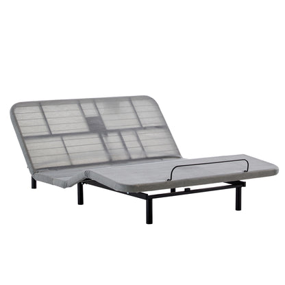 Caron - Queen Size Upholstered Wingback Bed With Adjustable Base Bundle Set - Ivory