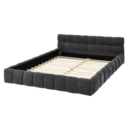 Modern Platform Bed Frame With Thick Fabric