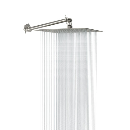 Luxury Rain Shower Head With Adjustable Arm, 10" Square, Stainless Steel - Brushed Nickel