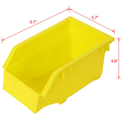 90 Parts Bin Shelving Storage Organizer With Locking Wheels For Shop Garage And Home - Black / Yellow