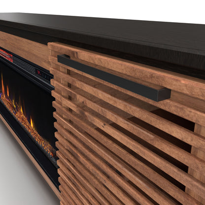 Fireplace TV Stand Console For TVs Up To 100" - Black / Bourbon