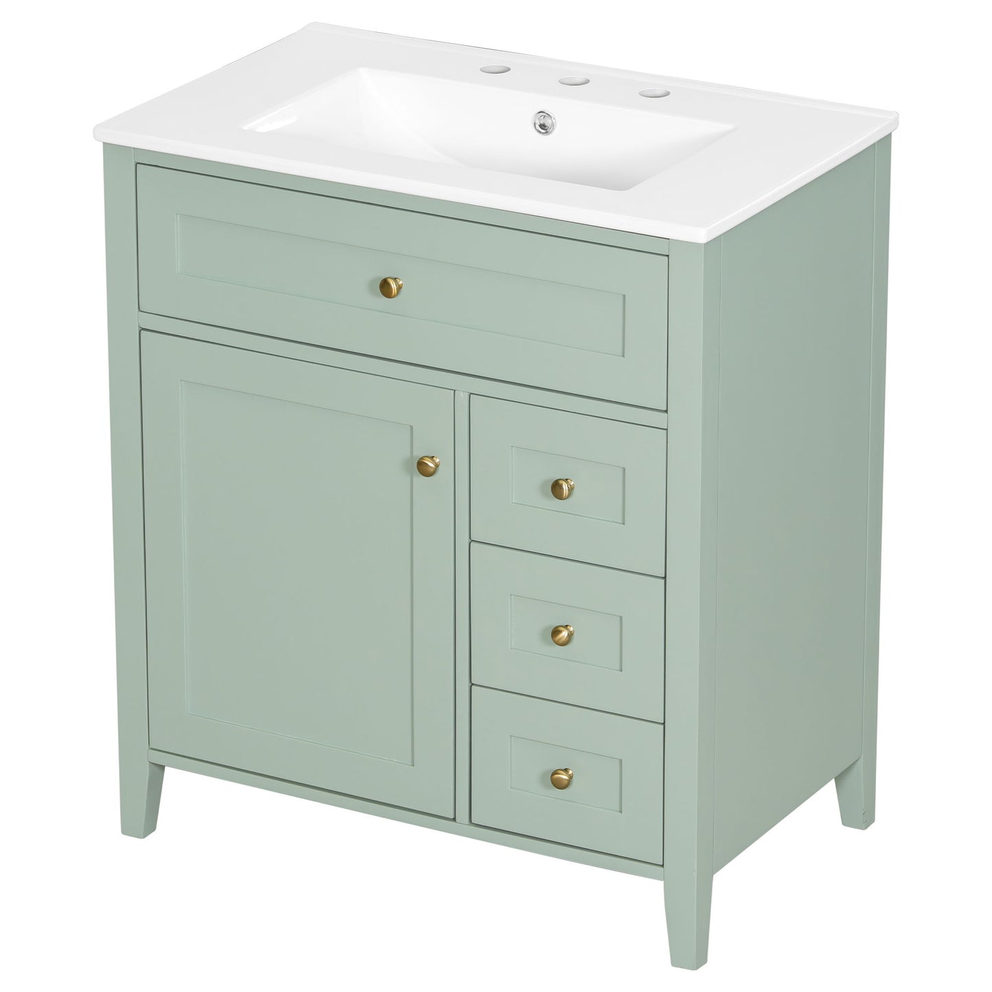 Bathroom Vanity With Sink, 3 Drawers And Adjustable Shelf