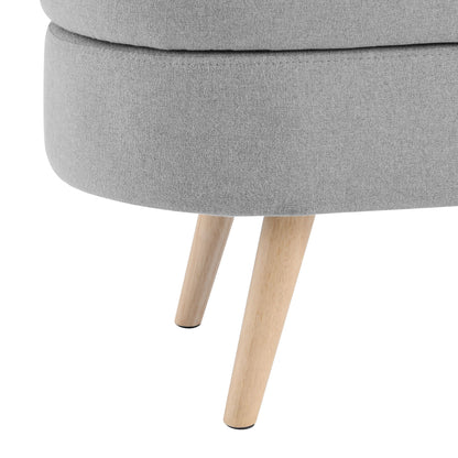 Ottoman Oval Storage Bench With Rubber Wood Legs Linen - Gray