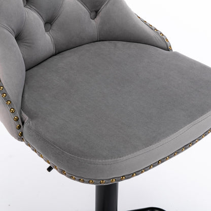 Swivel Barstools Adjusatble Seat Height, Modern Upholstered Bar Stools With Backs Comfortable Tufted For Home Pub And Kitchen Island (Set of 2)
