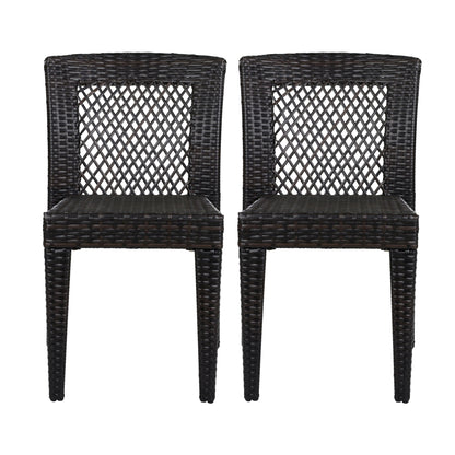 7 Piece Outdoor Dining Set With Table And 6 Chairs - Brown Multi