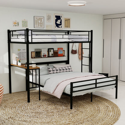 Bunk Bed With Built In Desk & Guardrail Frame