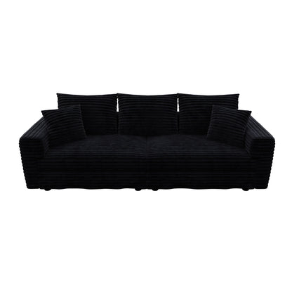 Deep Seat Convertible Sofa With Soft Pillows And Ottomans