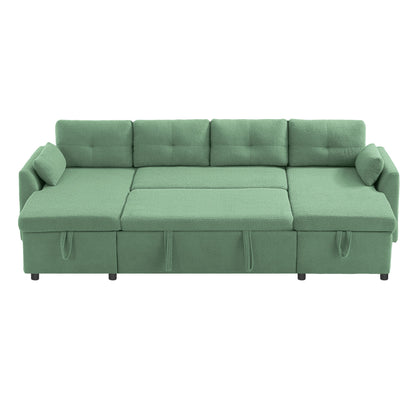 U-Shaped Sectional Sofa Bed With Storage And USB Ports