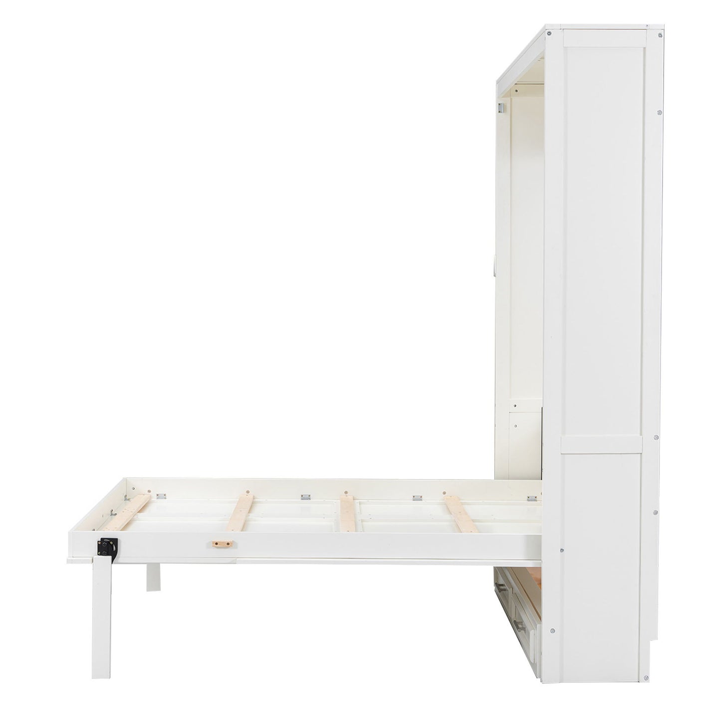 Full Size Murphy Bed With 2 Drawers - Beige