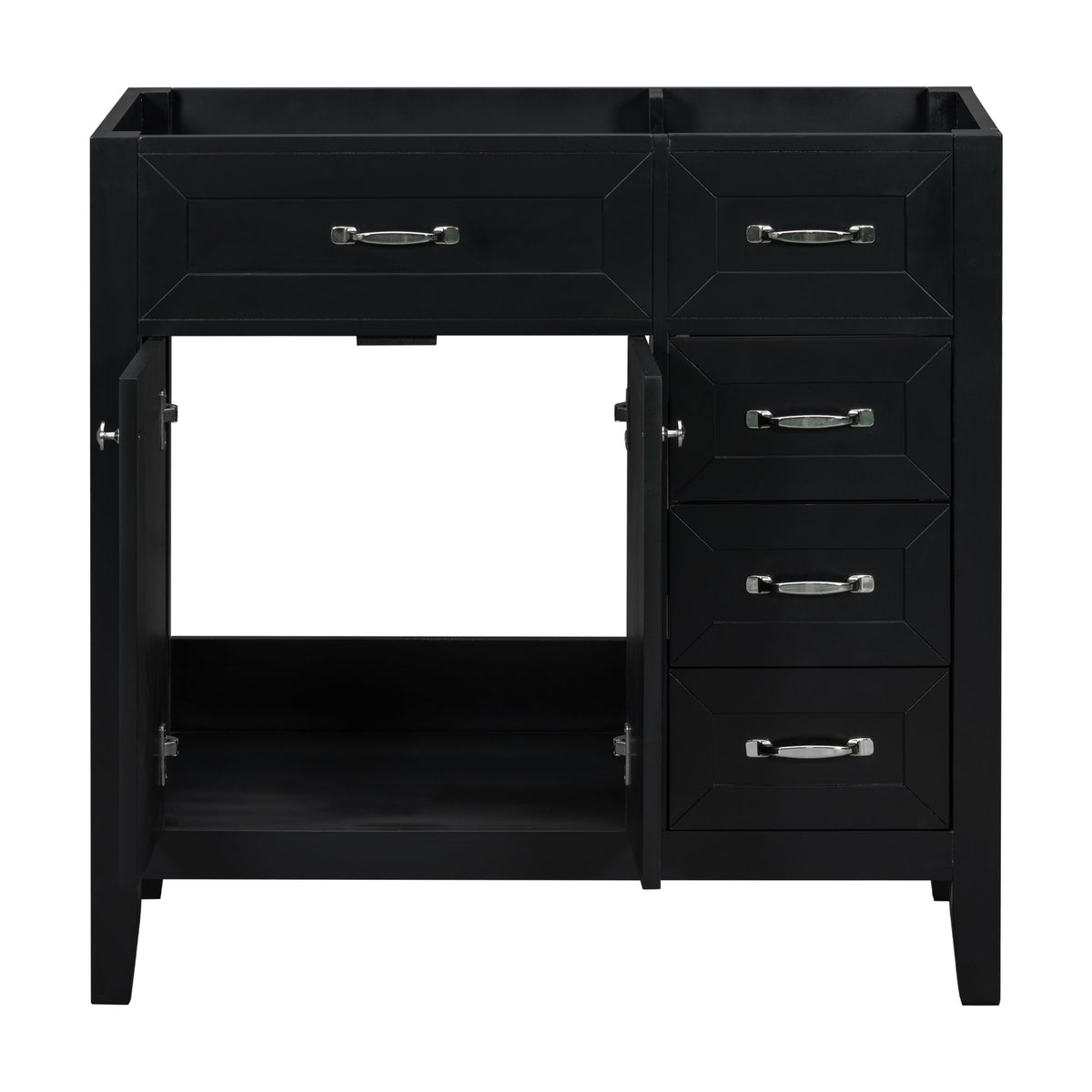 Modern Bathroom Vanity Base Only, 2 Doors And 3 Drawers