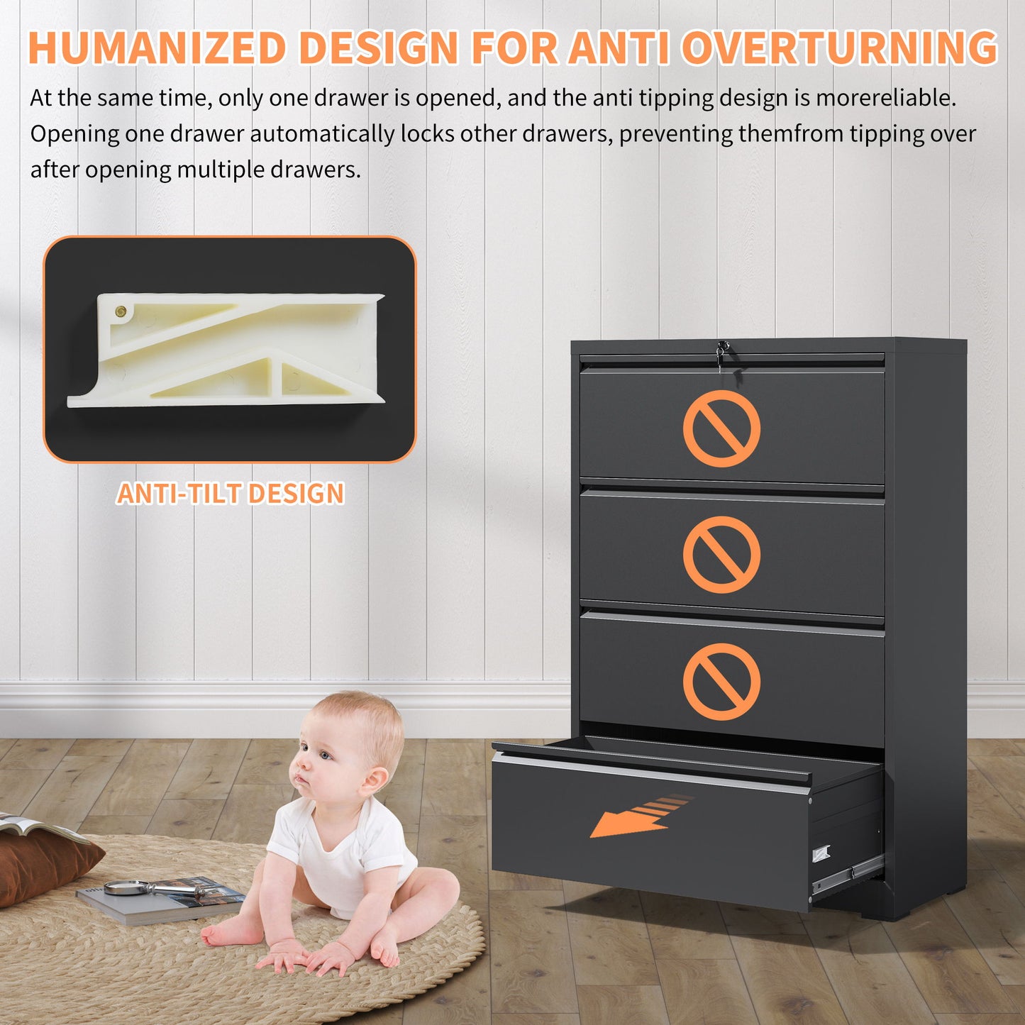 Premium Drawer Metal Lateral File Cabinet With Lock