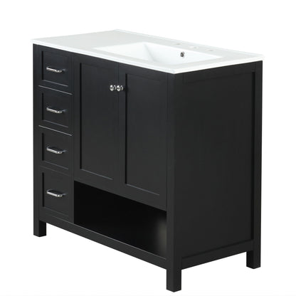 Bathroom Vanity With Sink Top, Bathroom Vanity Cabinet With 2 Doors And 2 Drawers, Open Shelf
