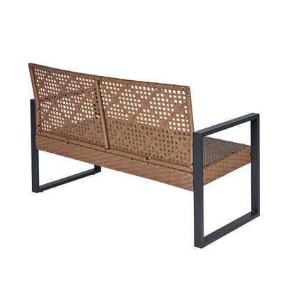 4 Piece Patio Furniture Set With Acacia Wood Table Top And Cushions