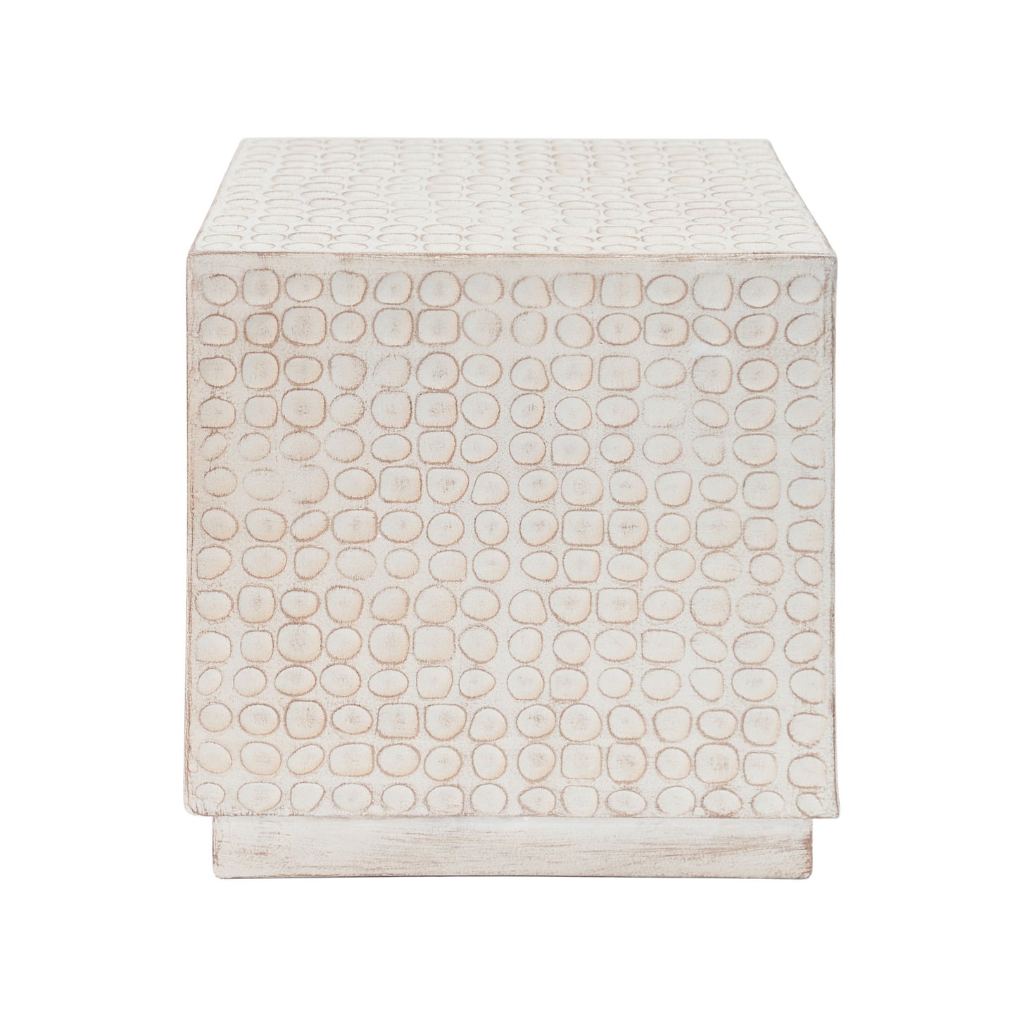 Chic Modern Mgo Cube Side Table With Fluted Design - Antique Brown