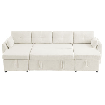 U-Shaped Sectional Sofa Bed With Storage And USB Ports
