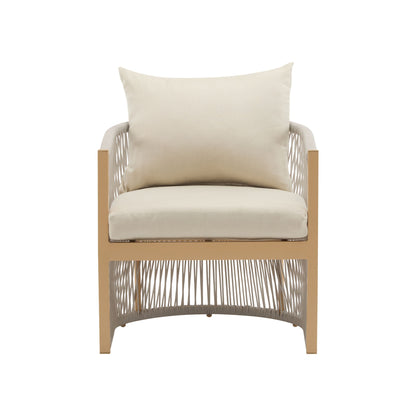Modern Curved Aluminum Lounge Chair With Stylish Rope Weave Design And Cushioned Comfort For Outdoor