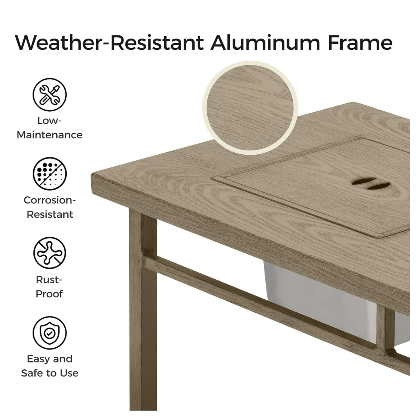 3 In 1 Outdoor Propane Fire Pit Table 50, 000 BTU With Ice Bucket