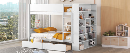 Bunk Bed With 2 Drawers And Multi Layer Cabinet