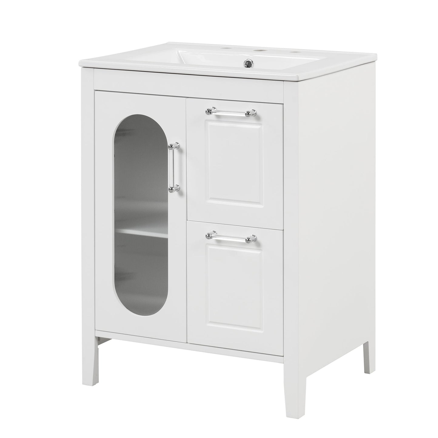 Modern Bathroom Vanity With Sink, Cabinet With 2 Drawers And Door, Adjustable Shelf