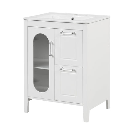 Modern Bathroom Vanity With Sink, Cabinet With 2 Drawers And Door, Adjustable Shelf