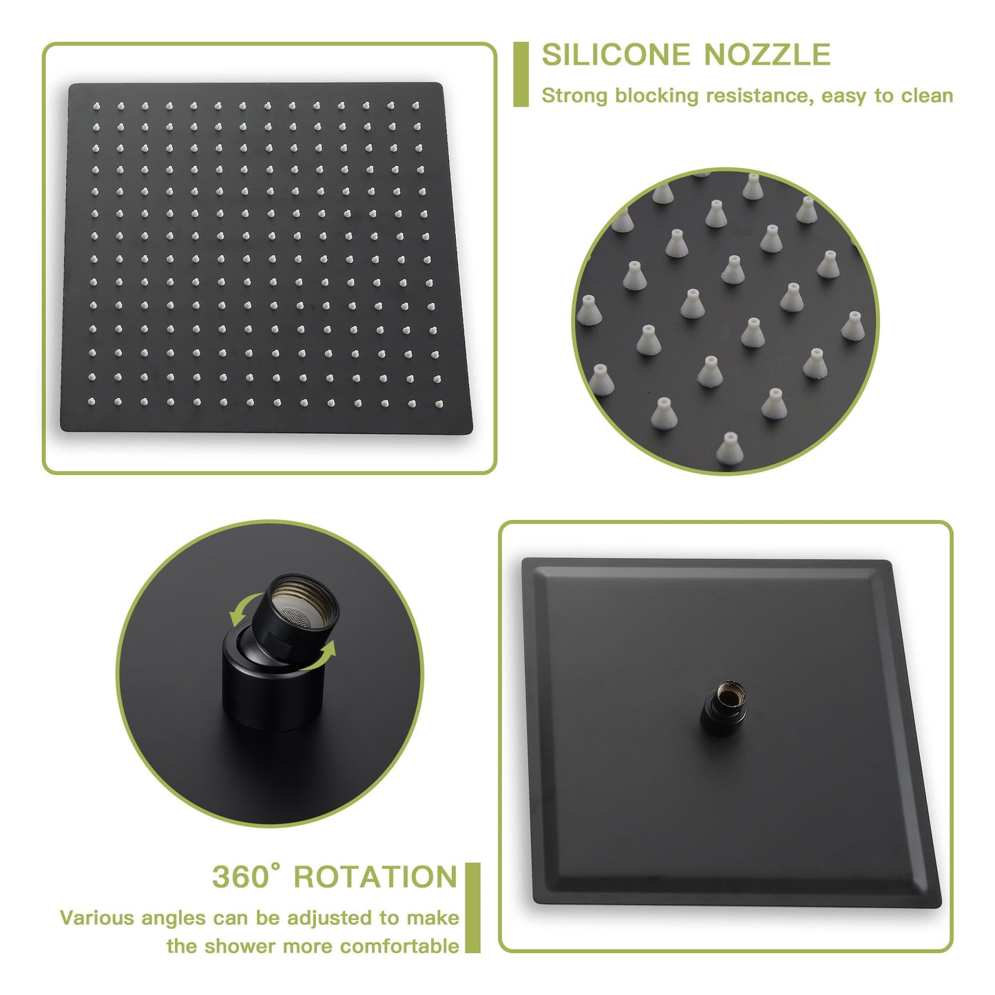Dual Shower Head System With 12" Square Rain Shower And Rough In Valve