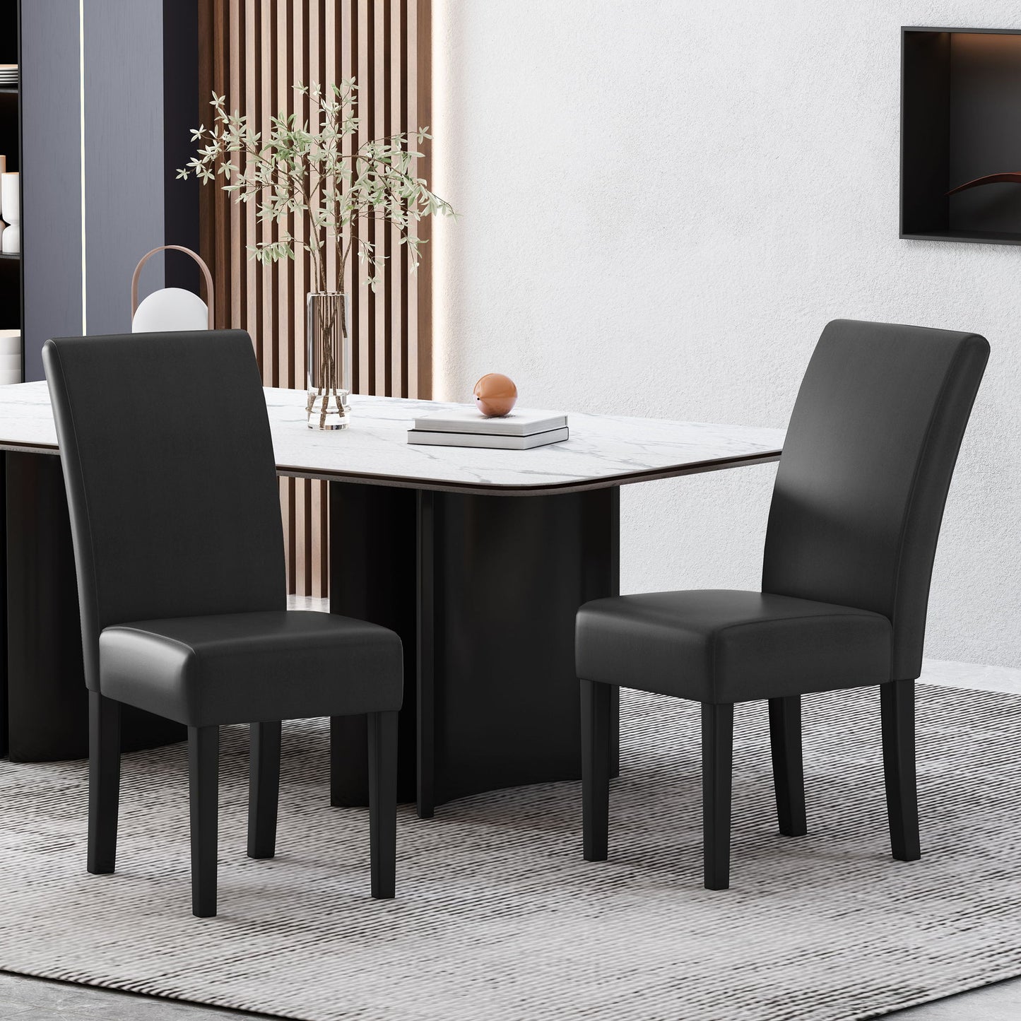 Contemporary Dining Chair With Rubberwood Legs (Set of 2)
