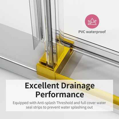 Frameless Single Sliding Soft Close Shower Doors, 3 / 8" Tempered Glass Reversible Installatio